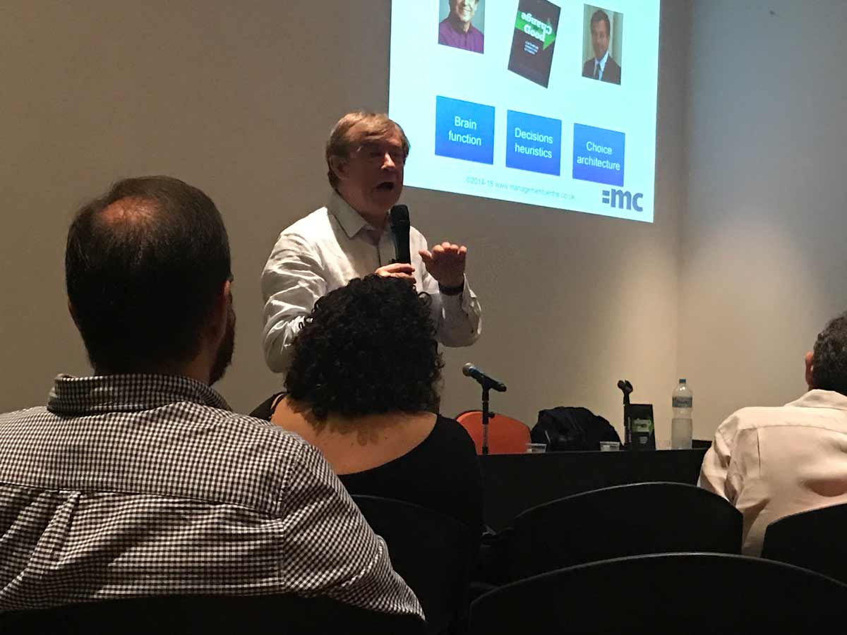 Decision Science director Bernard Ross giving a lecture at a masterclass.